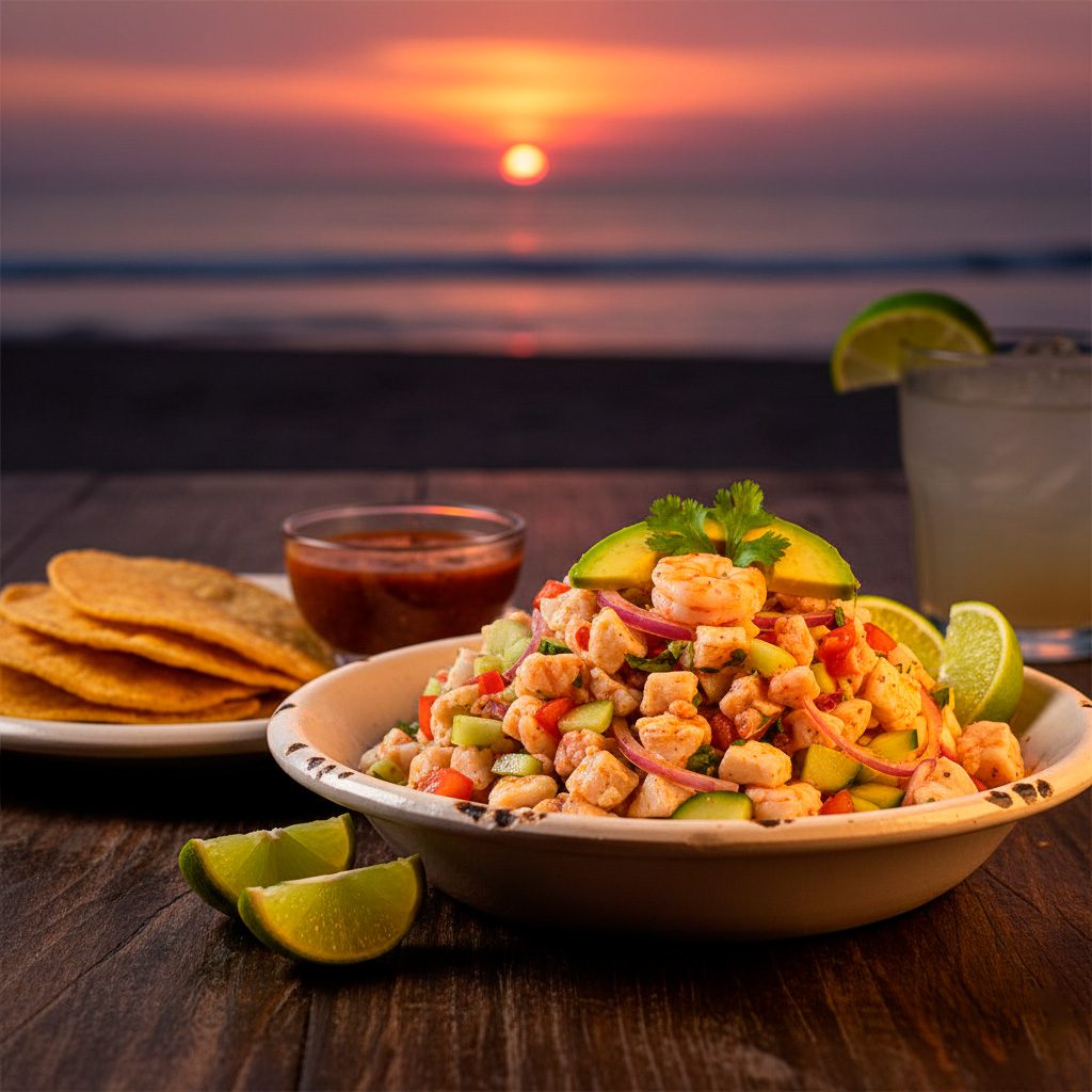 fotografia profesional gastronomica de ceviche en los mochis sinaloa al atardecer por martin vallejos